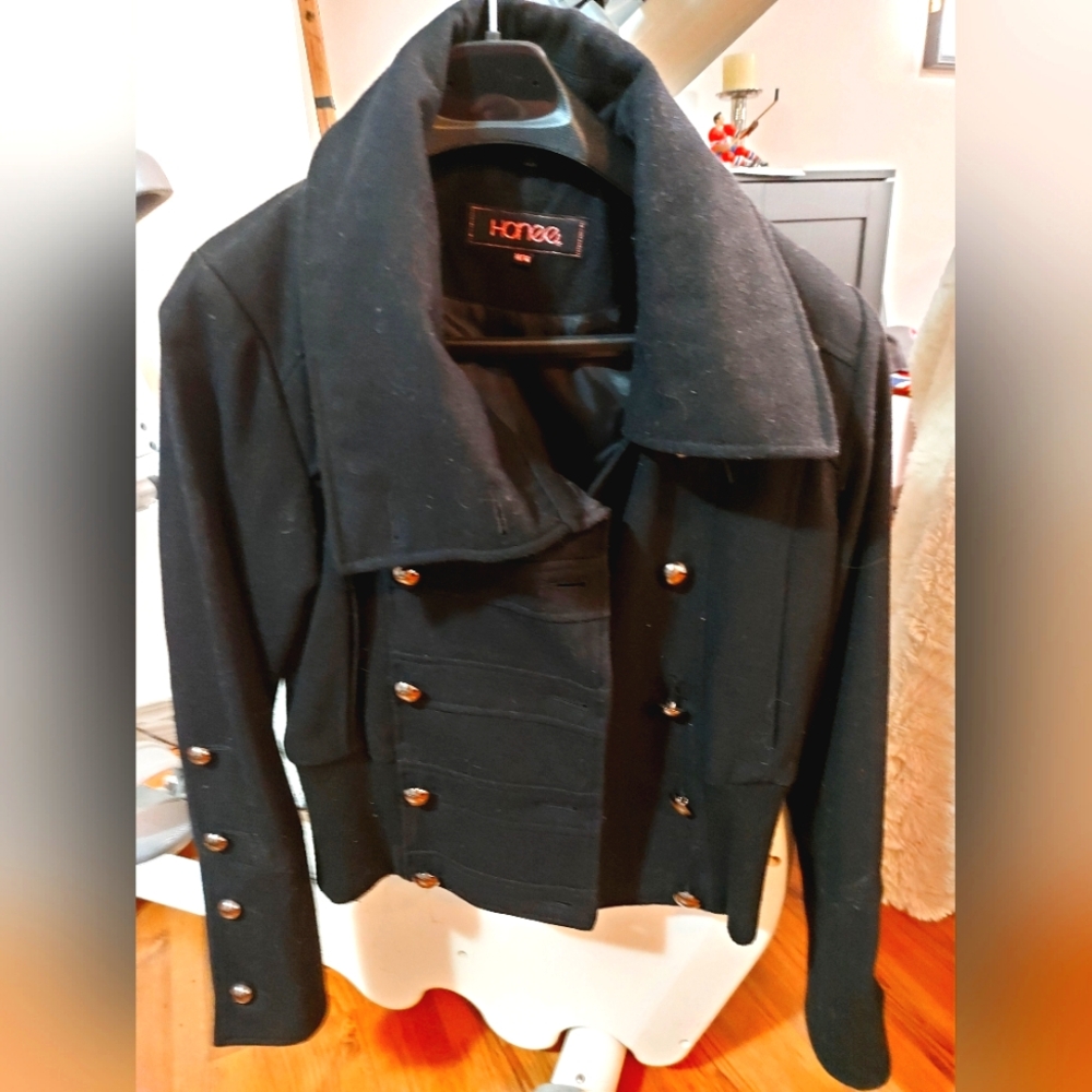 Modern Black Double-Breasted Jacket.
